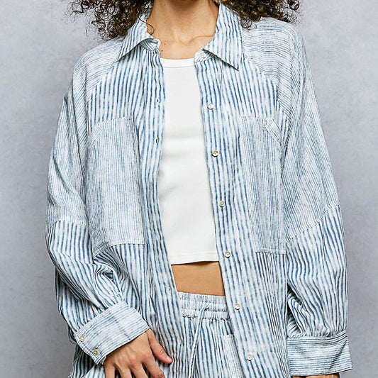 Striped Blue Button Shirt