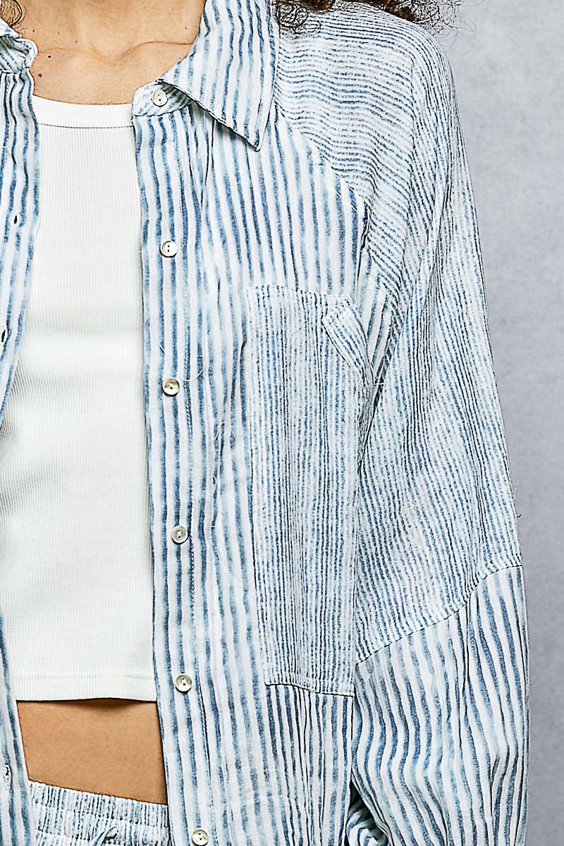 Striped Blue Button Shirt