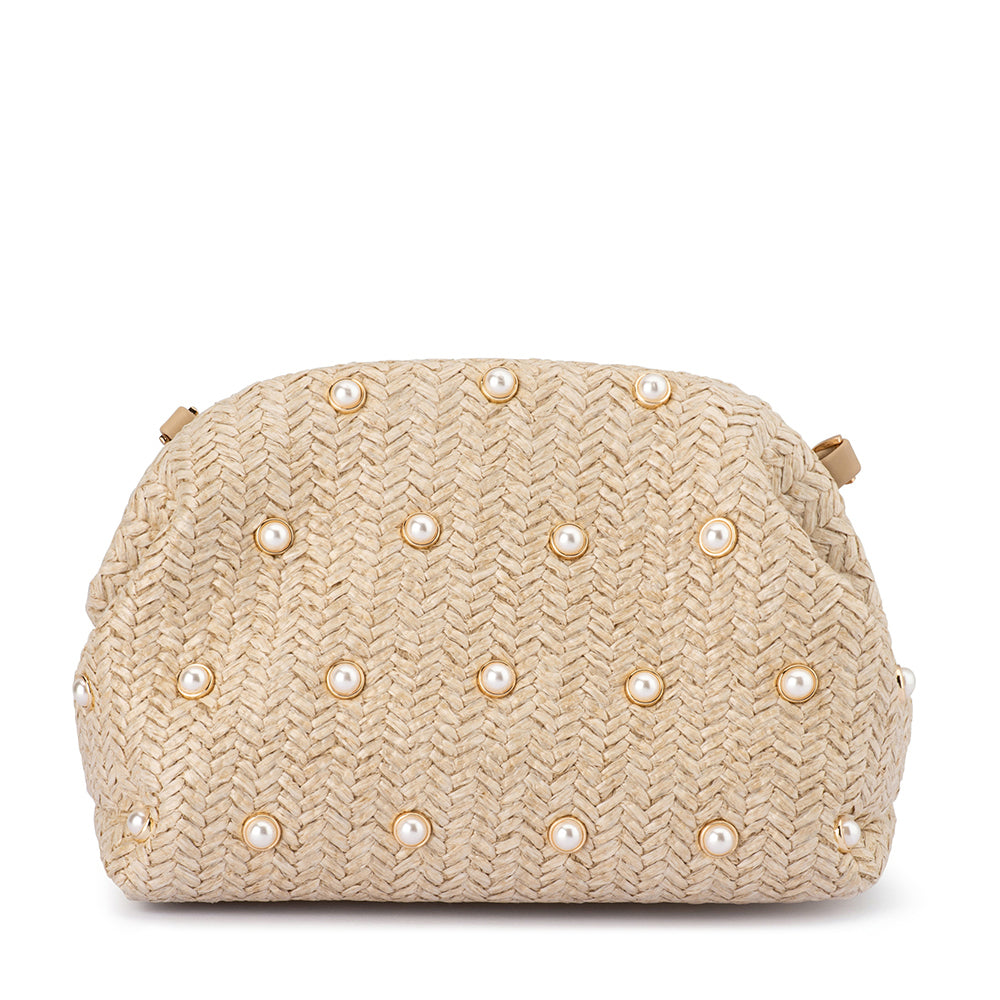 Kaia Studded Woven Clutch