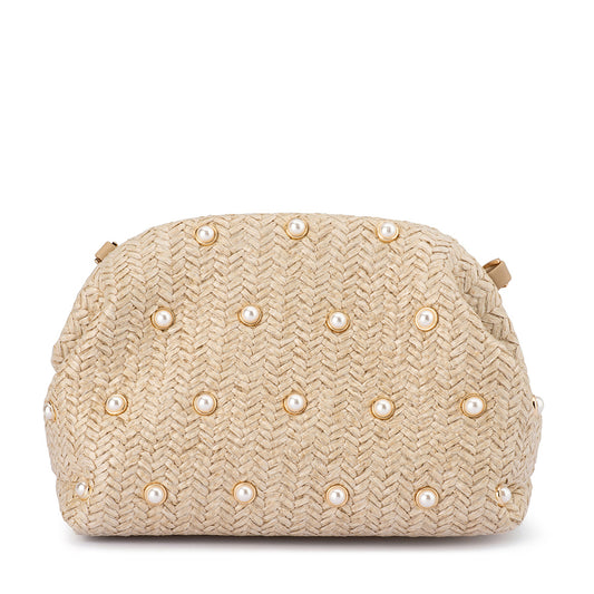 Kaia Studded Woven Clutch