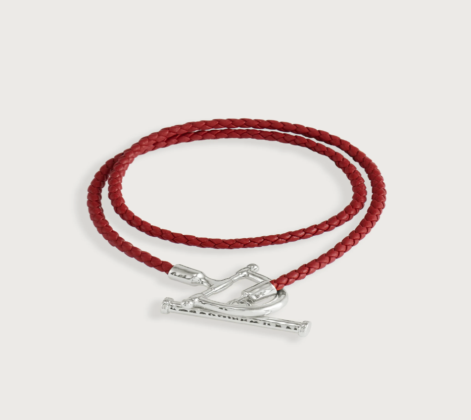 Cheval Leather Wrap Bracelet, Silver